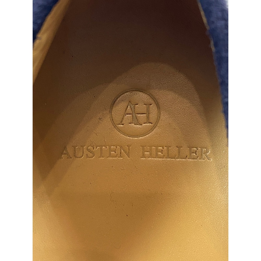 Austen Heller Mens Navy Blue Suede Penny Loafers Green Sole Driving Mocs Size 10 - Picture 4 of 8